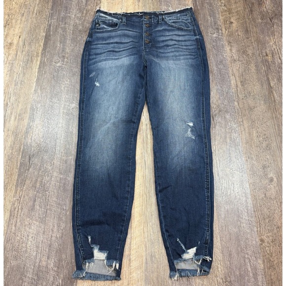 KanCan Denim - KanCan Skinny Jeans Womens 15/31 Dark Wash High Rise Button Fly Raw Hem Ankle